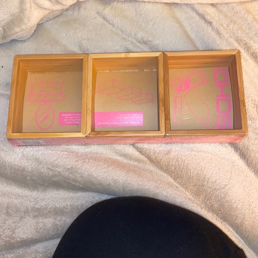 Soho 3 pc bamboo beauty organizer new in package